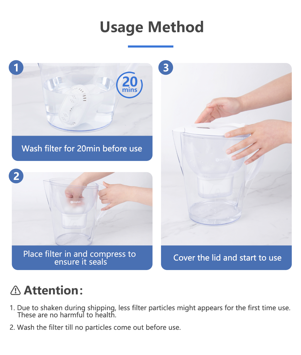 Simplus Water Filter Jug 3.5L Adjustable Speed LED Screen Reminder Memo ...