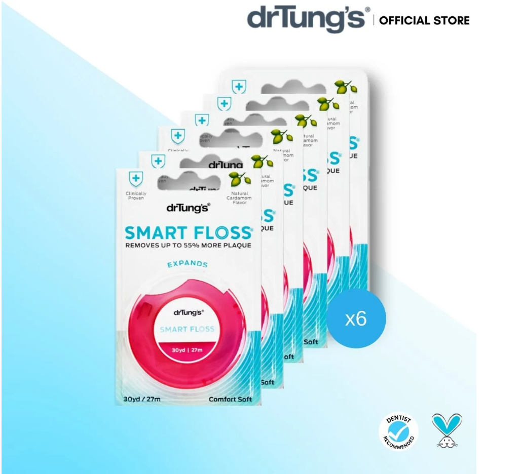 drTung’s Bundle of 6 Smart Dental Floss 30yd/27m(Natural Cardamon ...