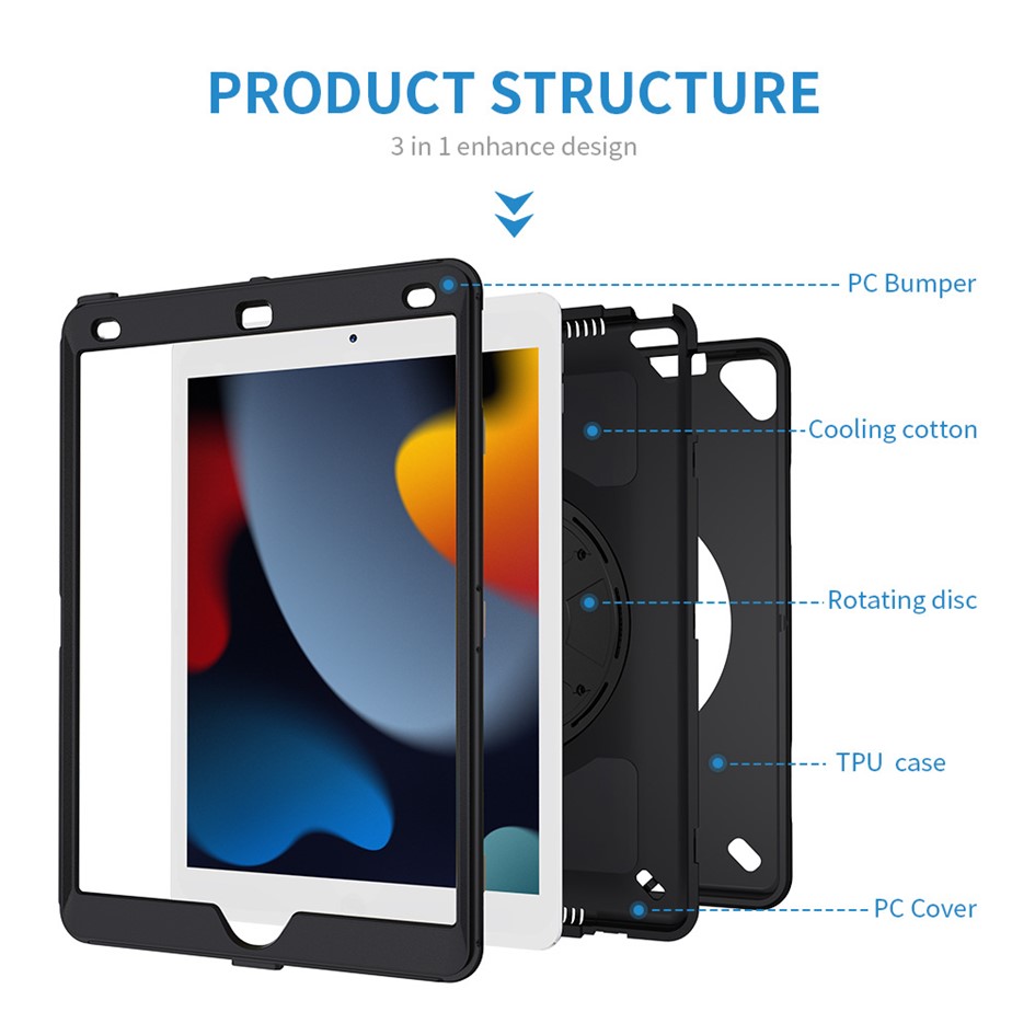 Rugged Shock and Drop Resistant 360 Rotating Casing for iPad 10.2 ...
