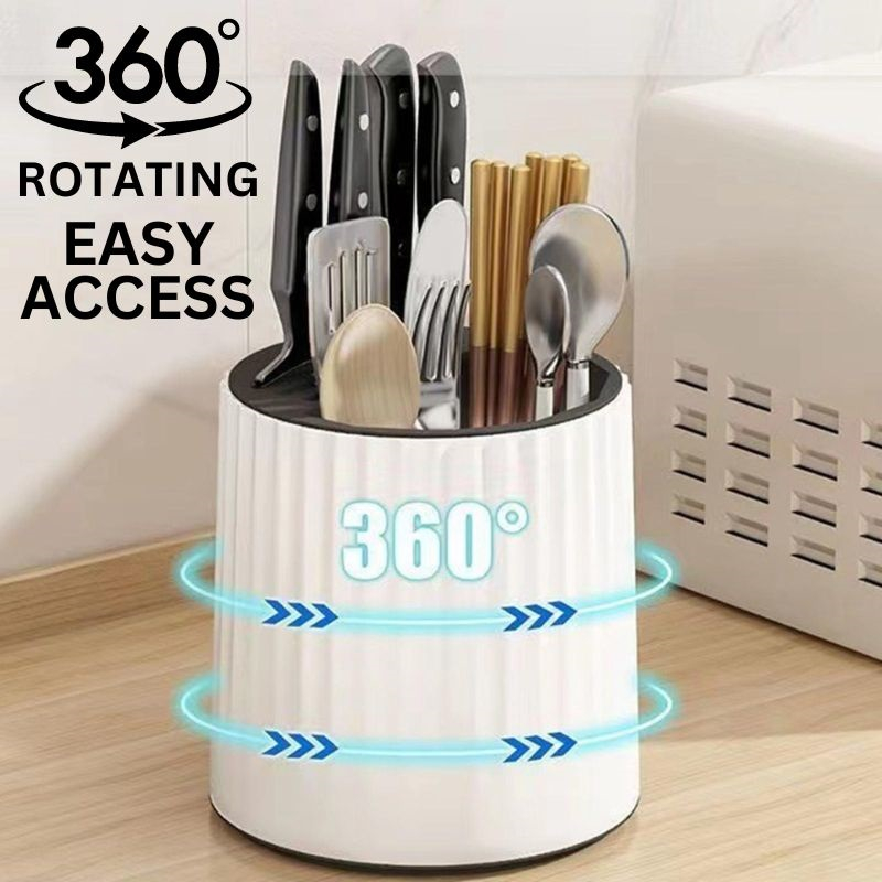 Kitchen Cutlery Storage Holder 360deg Rotating Big Capacity with Knife ...