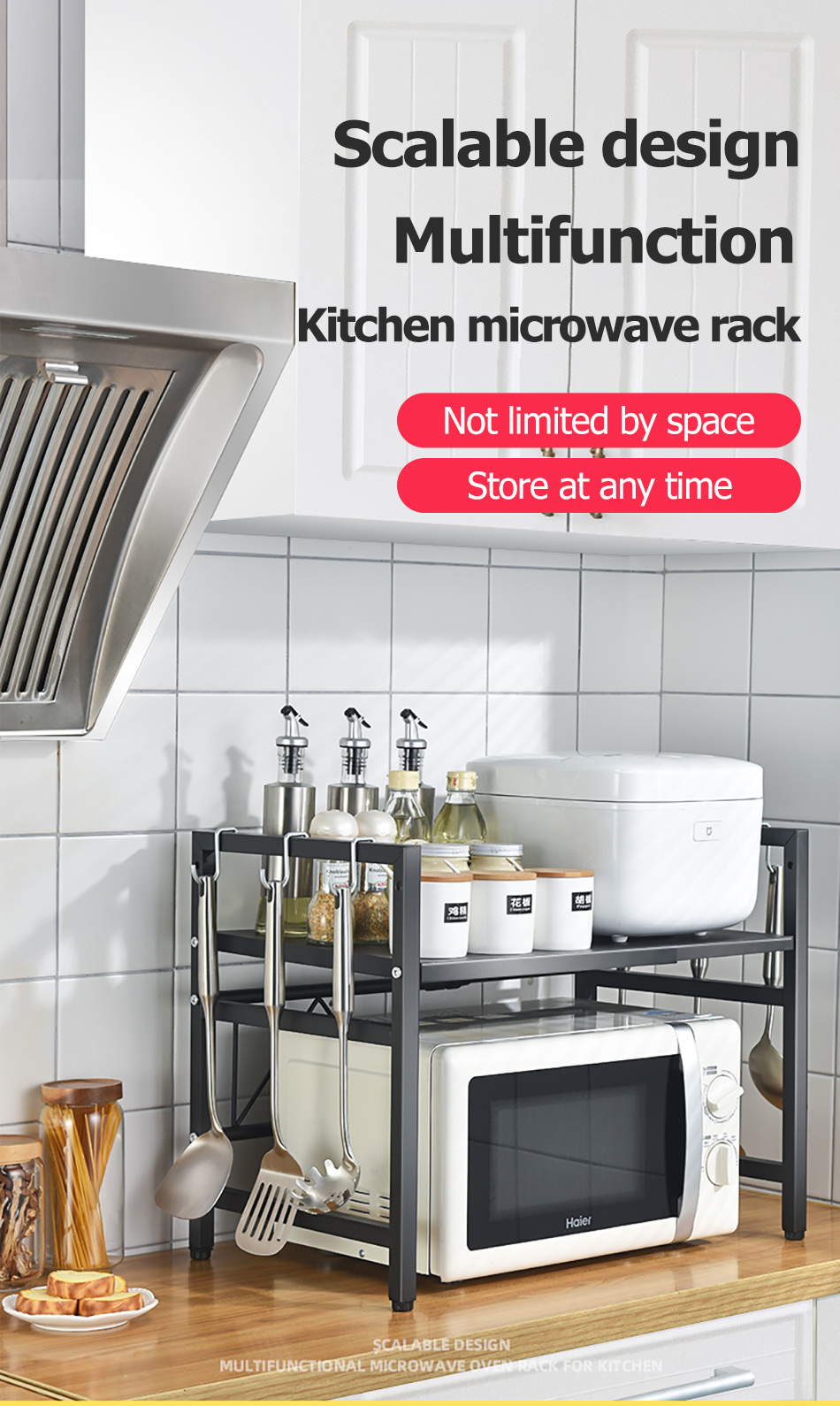 SG Stock Adjustable Microwave Rack Kitchen Shelf Oven Rack Organizer ...