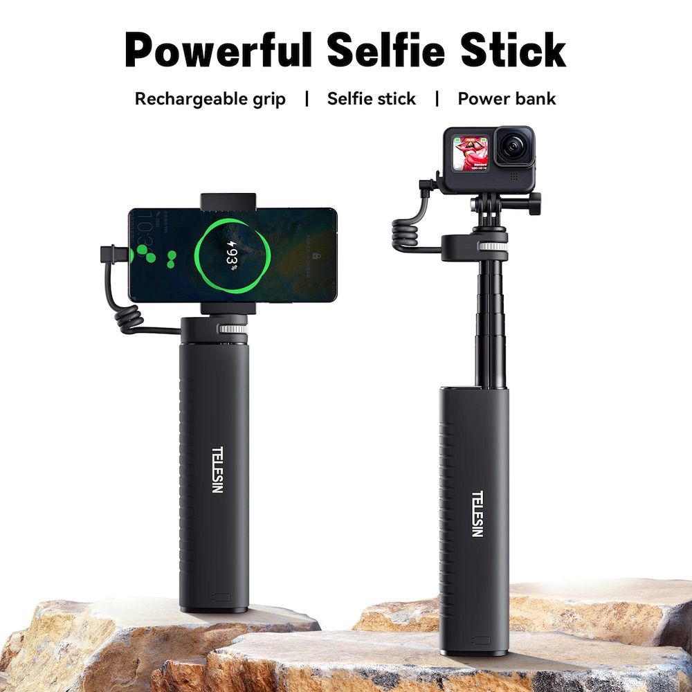 TELESIN 10000mAh Powerbank Selfie Stick Battery Charger for Smartphone ...