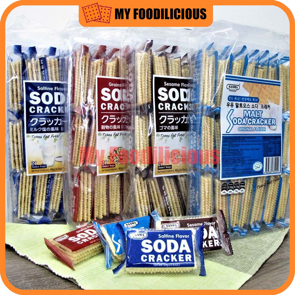 Sanwa Soda Crackers 480g/21pkts Saltine/Original/Sesame/Grain/Seaweed