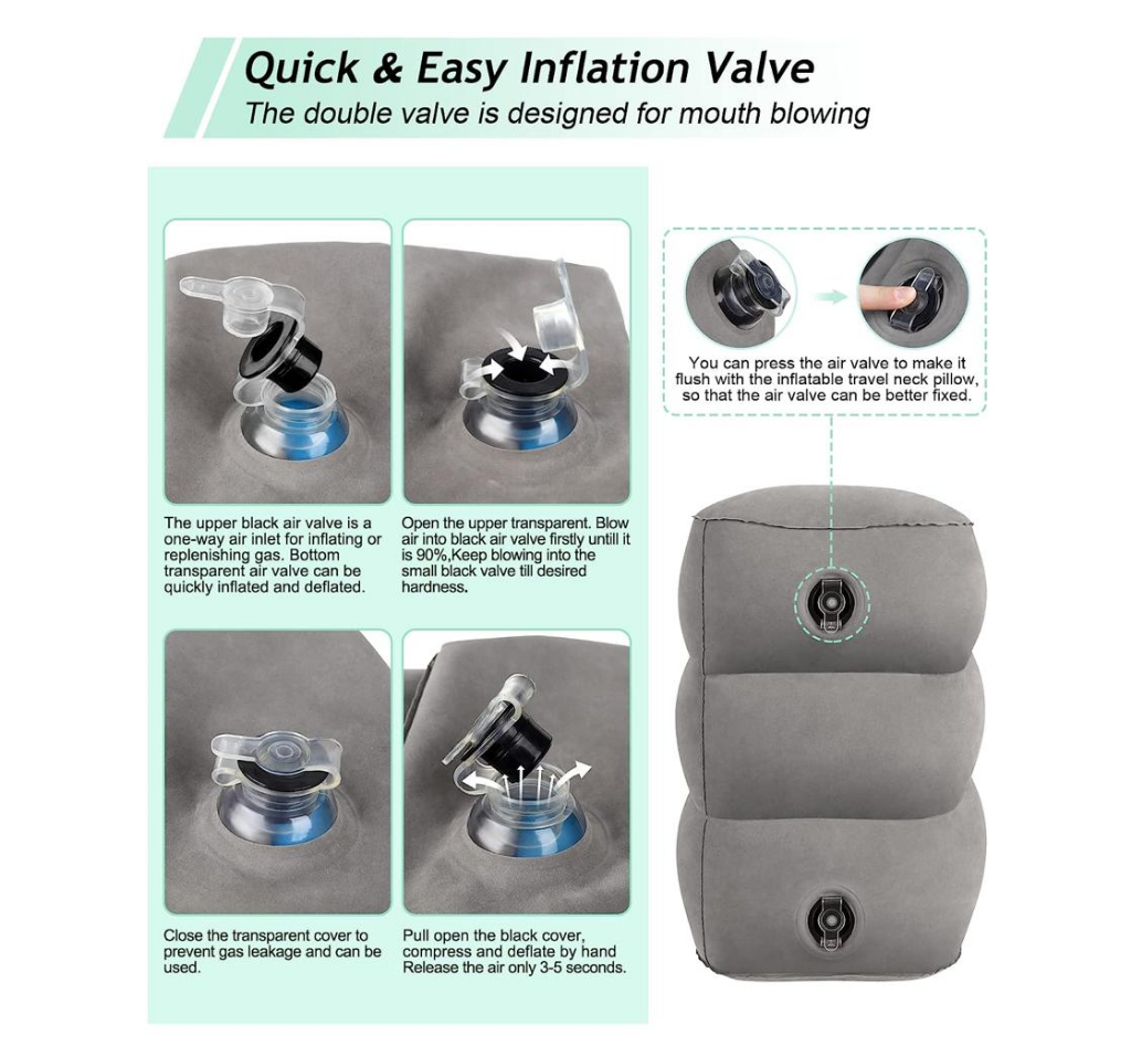 Inflatable Foot Rest Adjustable 3 Heights for Air Travel Airplane ...