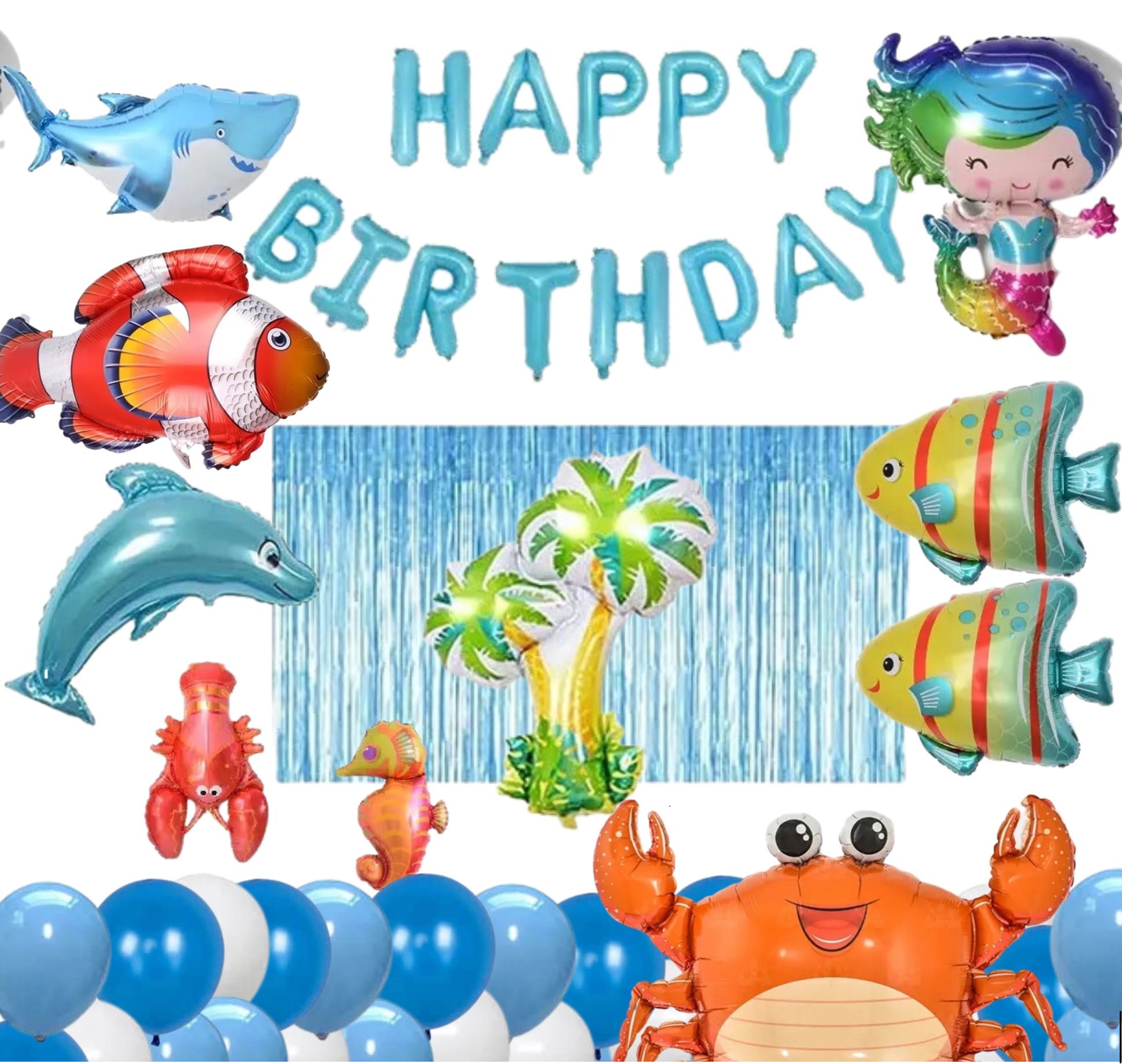 SG SELLER) Under The Sea Birthday Decoration Set Fish Clownfish decoration  set Ocean Decor Set Shark Birthday Set