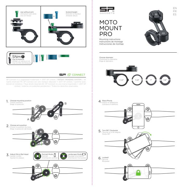 SPC+ (SP Connect+) Moto Mount Pro (Chrome), SKU # 53139 | Shopee Singapore