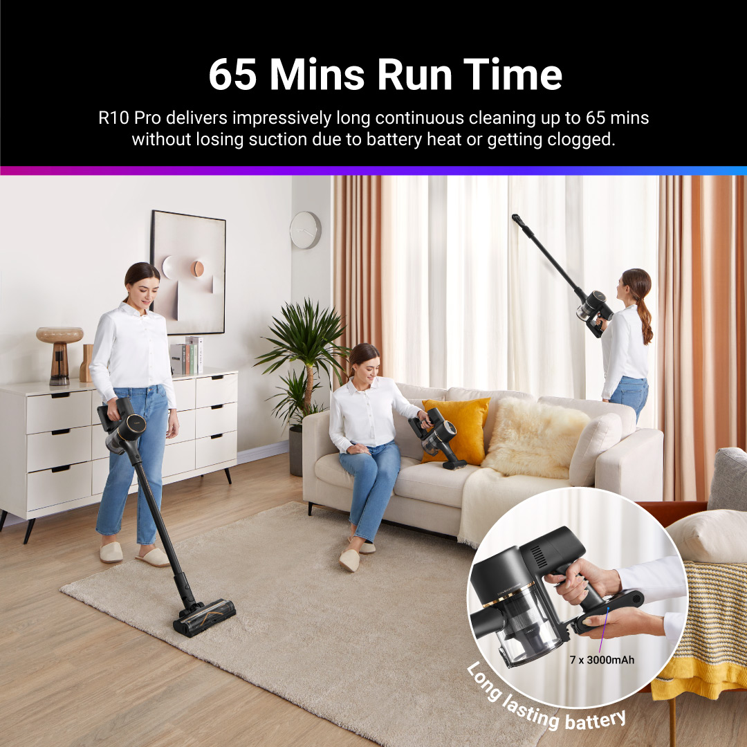2 Years Warranty】 Dreame R10 Pro Cordless Vacuum Cleaner, Brush Head with  LED Lights, 65 Mins Run Time, Anti-Tangle