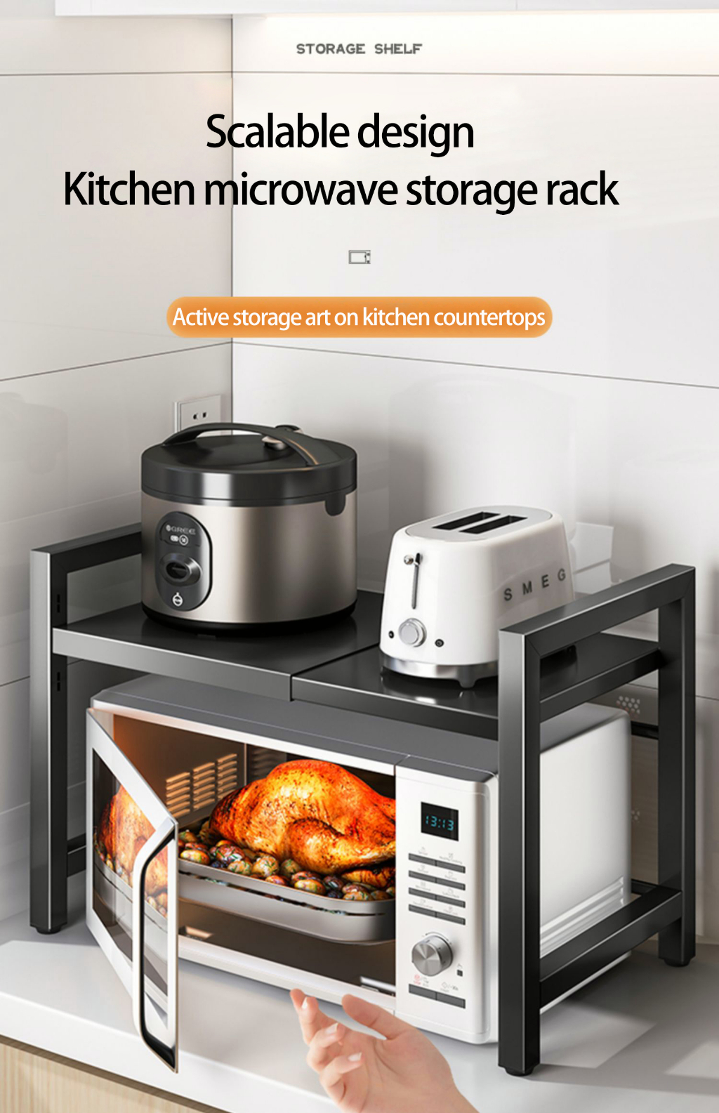 [Local stock] Kitchen Rack Microwave Rack Oven Rack Pot Rack Adjustable ...