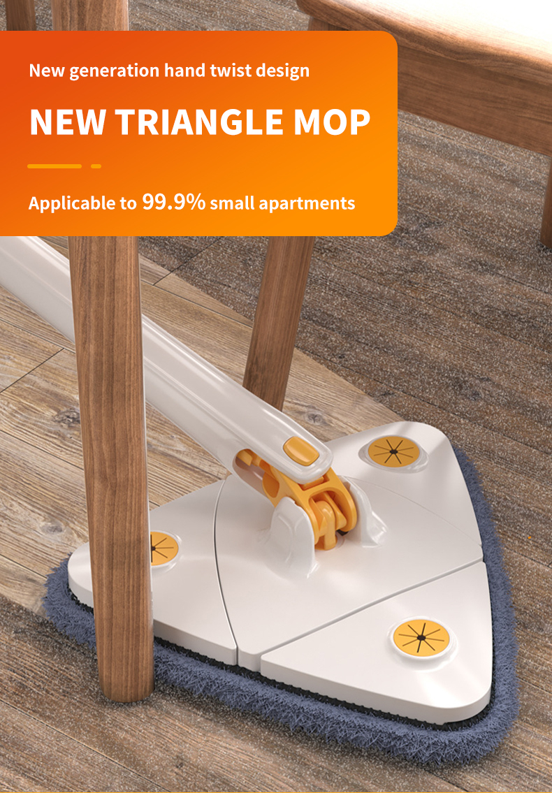 (HOME+)Triangular Mop 360° Rotatable Adjustable 130cm Self-extrusion ...