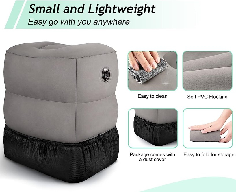 Inflatable Foot Rest Adjustable 3 Heights for Air Travel Airplane Footrest Travel Foot Pillow Kids Bed Portable Leg Rest Shopee Singapore