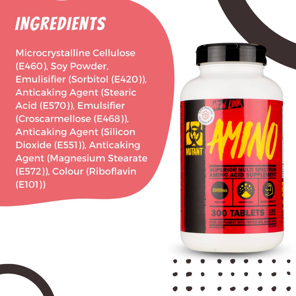 MUTANT AMINO, Amino Acid Supplement, 2000mg Protein, Muscle Growth ...