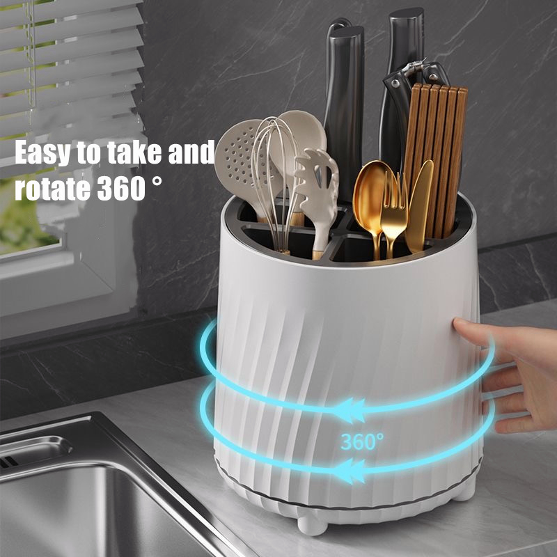 [SG STOCKS] 360° Rotating Kitchen Utensils Organiser/Kitchen knife ...