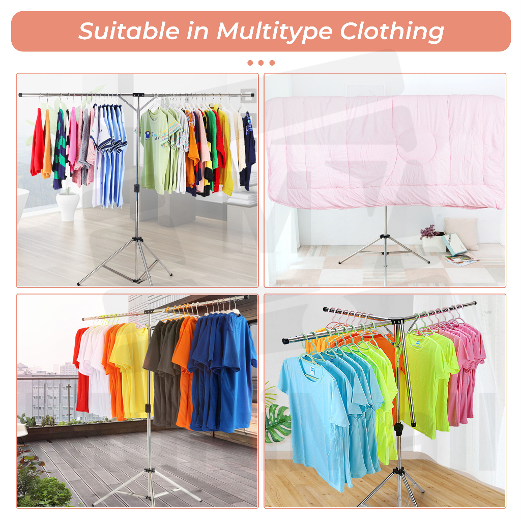 No-Installation Foldable Tripod Clothes Drying Rack Stainless Steel ...