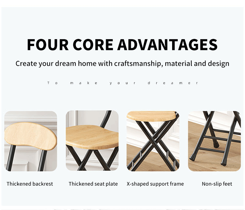 (HOME+) Folding stool household dining stool space saving portable ...