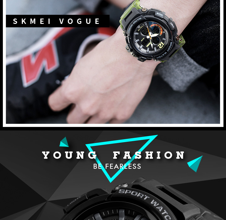 SKMEI Men's Triple Time Display Military Rugged Sports Watch Analog ...