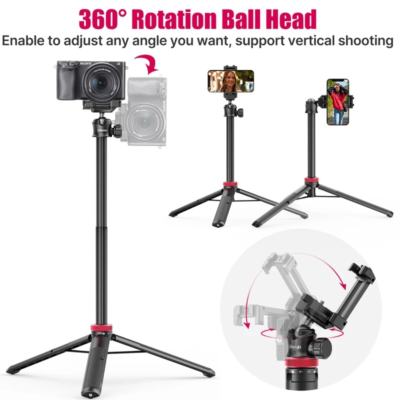 Ulanzi MT-41 Selfie-Stick & Tischstativ – Für Smartphone & Kamera, Ausziehbar Bis 45 Cm, Mit Kugelkopf