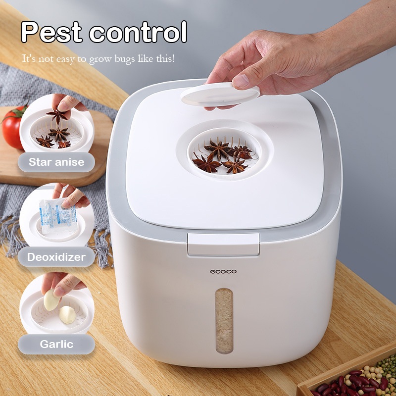 【SG Seller】Ecoco 5L/10L Rice Storage Container Insect And Moisture ...