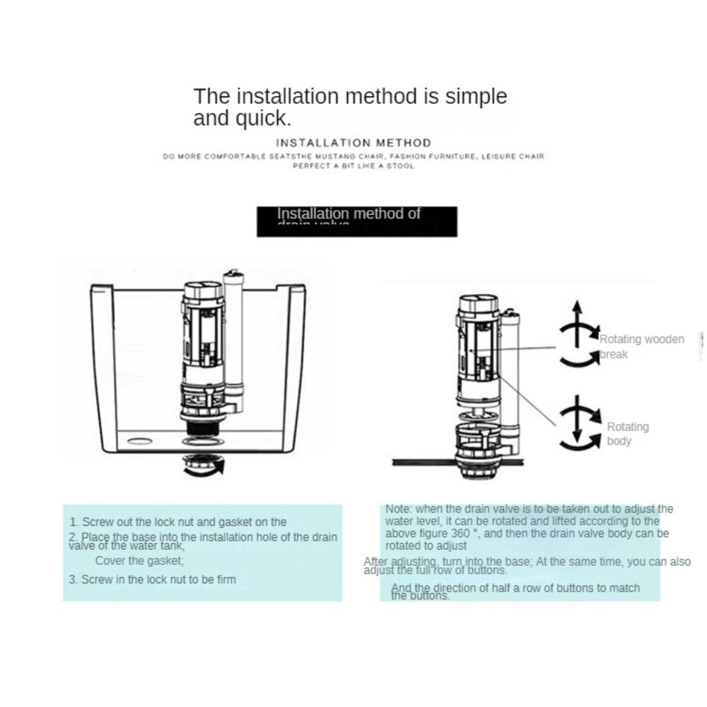 Water Tank Connected 2 Flush Fill Toilet Cistern Inlet Drain Button ...