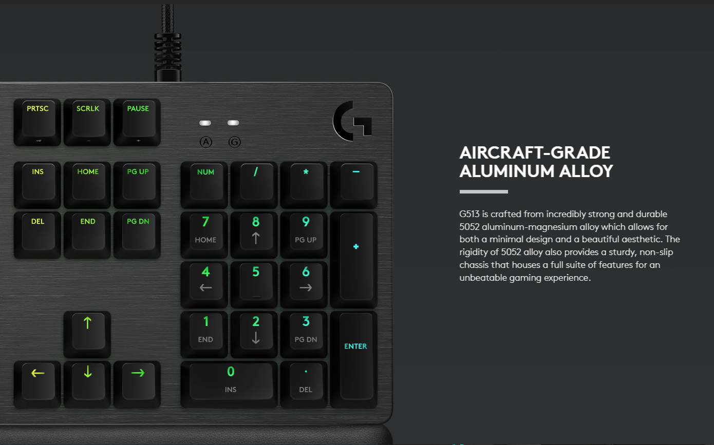 Logitech G513 Brown GX Tactile Key Switch Lightsync RGB Gaming Wired ...