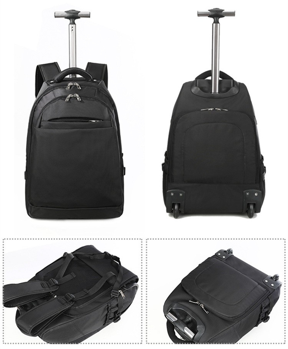2 Wheels Trolley Laptop Backpack Waterproof School Rucksack Travel Bag