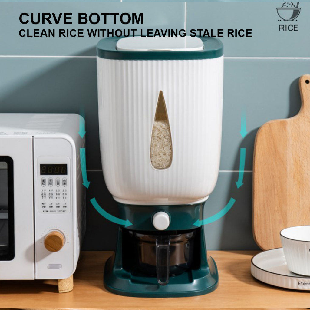 Dlight Auto Rice Dispenser 10kg Capacity Rice Storage Bucket with ...