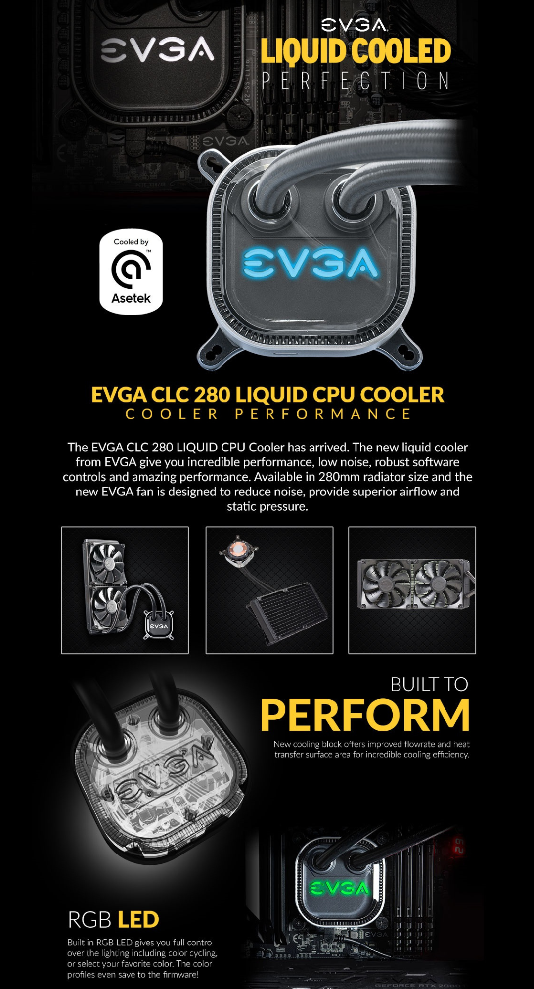 EVGA CLC 240mm, 280mm & 360mm AIO RGB LED CPU Liquid Cooler