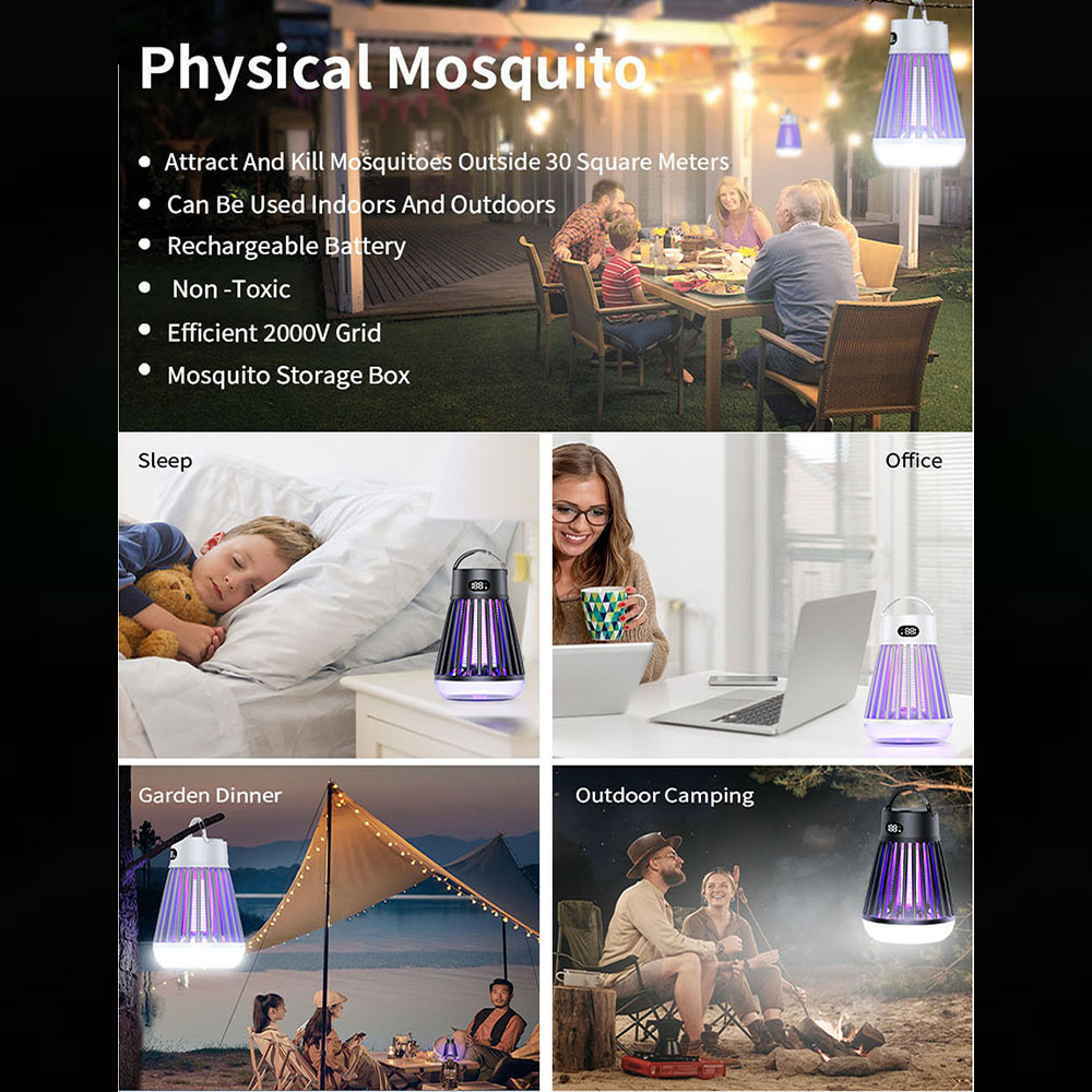 Portable Multifunction Electric Fly Bug Zapper Mosquito Insect Killer ...