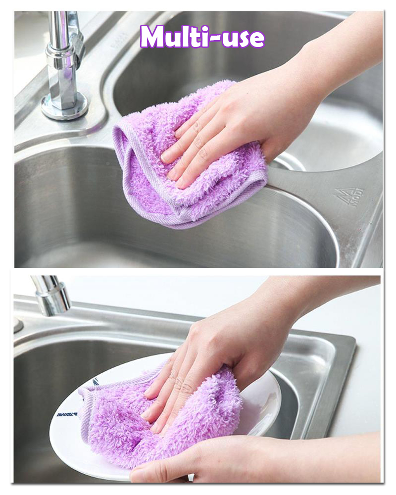 🇸🇬【SG stock】Quick Absorbent Coral Velvet Cotton Cleaning Cloth ...