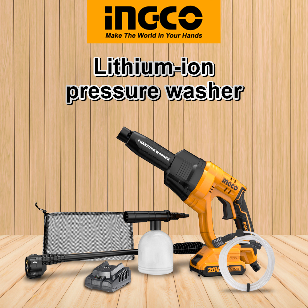 INGCO P20S Cordless LithiumIon Pressure Washer with 6pattern spray