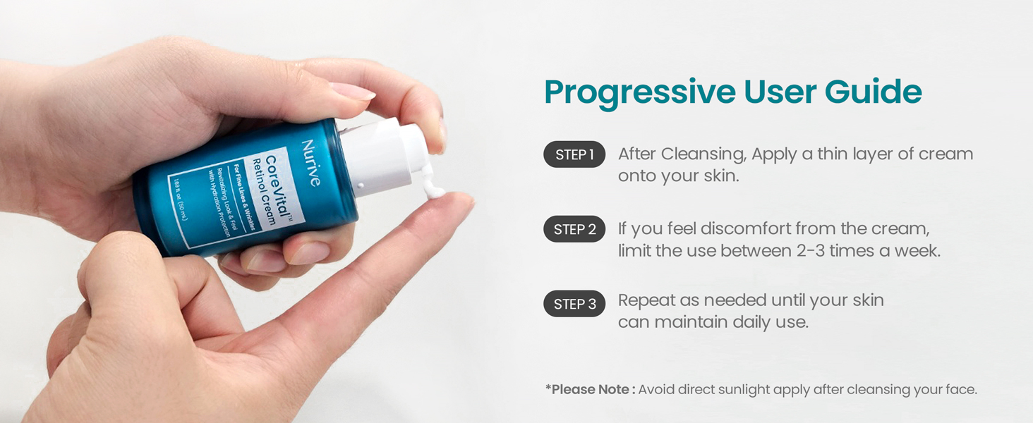 NURIVE Retinol Cream for Face Fine Lines (50ml) Facial Moisturizer and ...