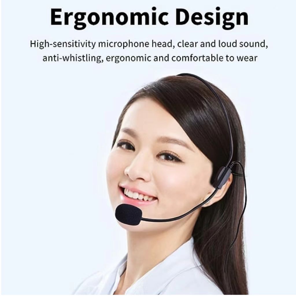Microphone Headset Mic Flexible Wired Boom for Voice Amplifier 3.5mm ...