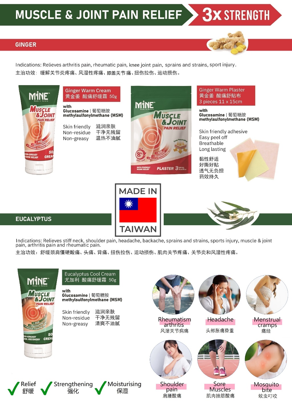 MINE Pain Relief Plaster Ginger - Knee Joint Pain Back pain | Shopee ...