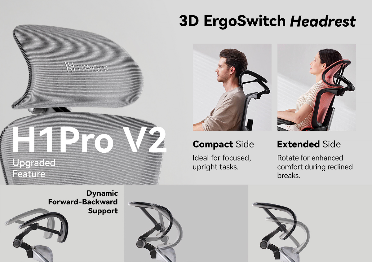  HINOMI H1 Pro 3D Lumbar Support Ergonomic Office/Gaming Chair -  5D Armrests Leg Rest Included Hybrid Mesh Relieve Back Pain, Foldable, Work  from Home Office with Adjustable Headrest : Home 