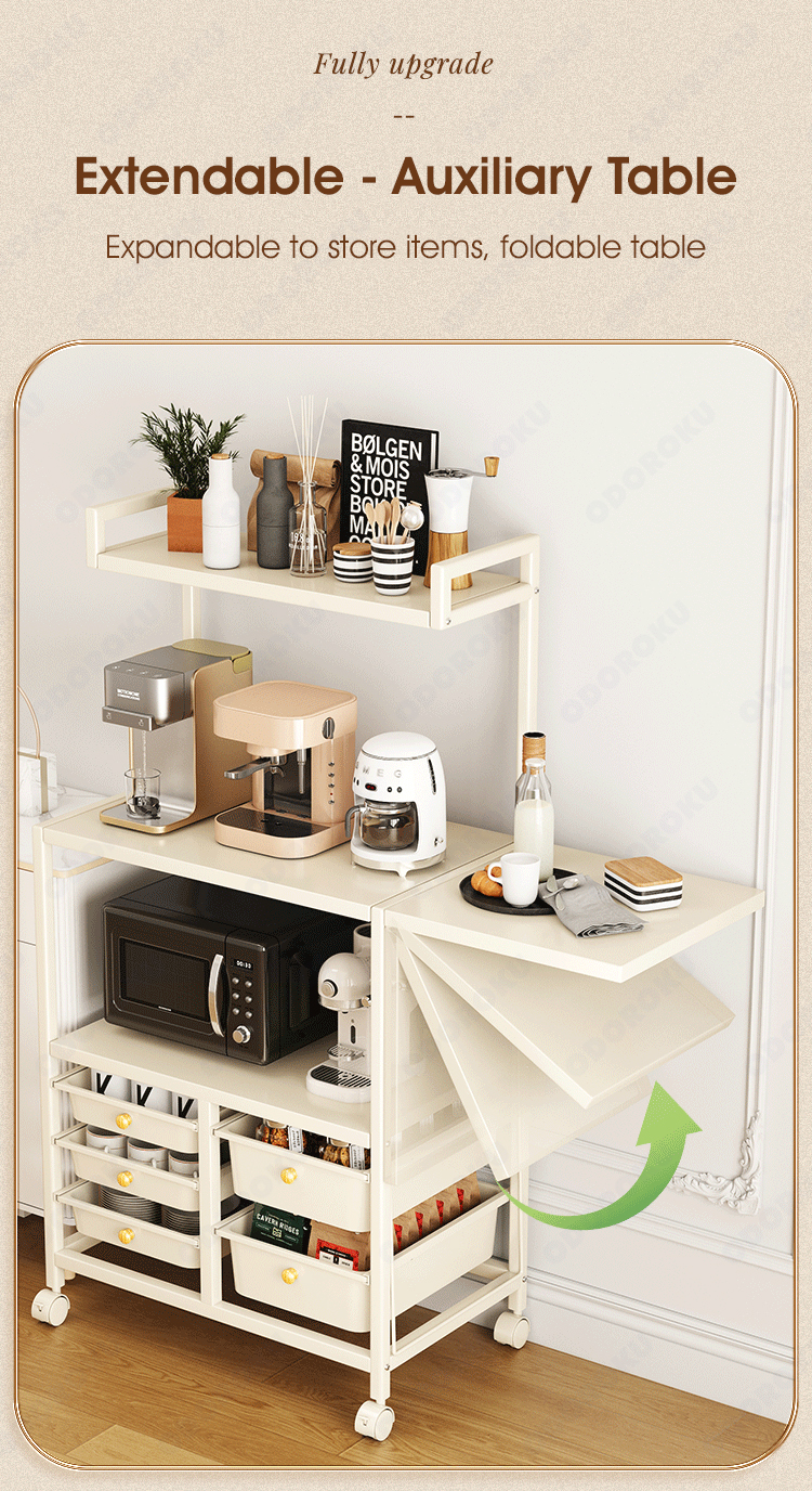 ODOROOKU 2/3/4 Tiers Folding Tabletop Standing Bakers Rack with Pullout ...