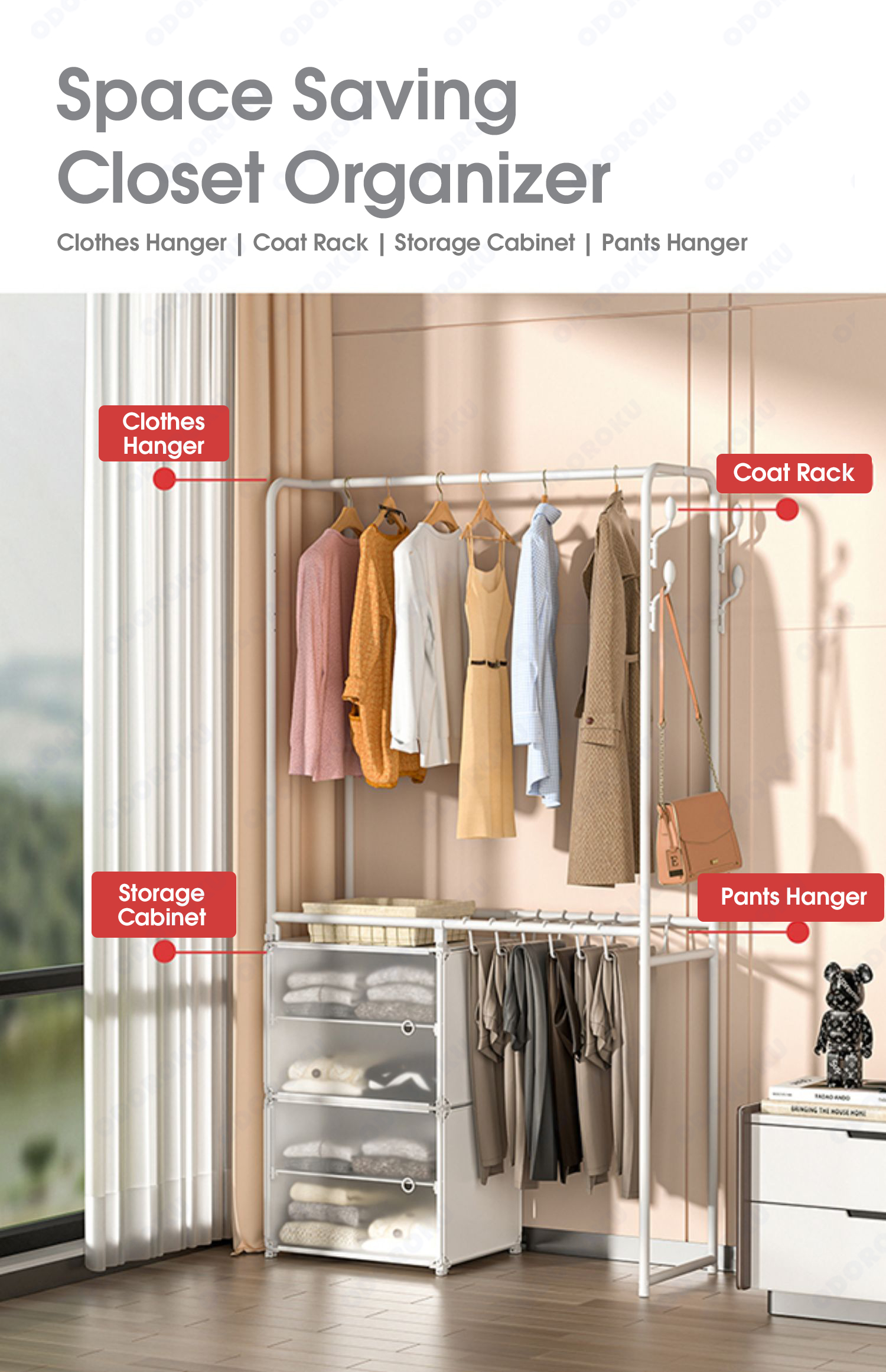 ODOROKU Foldable & Stackable Cube Clothes Rack With Door Invisible ...