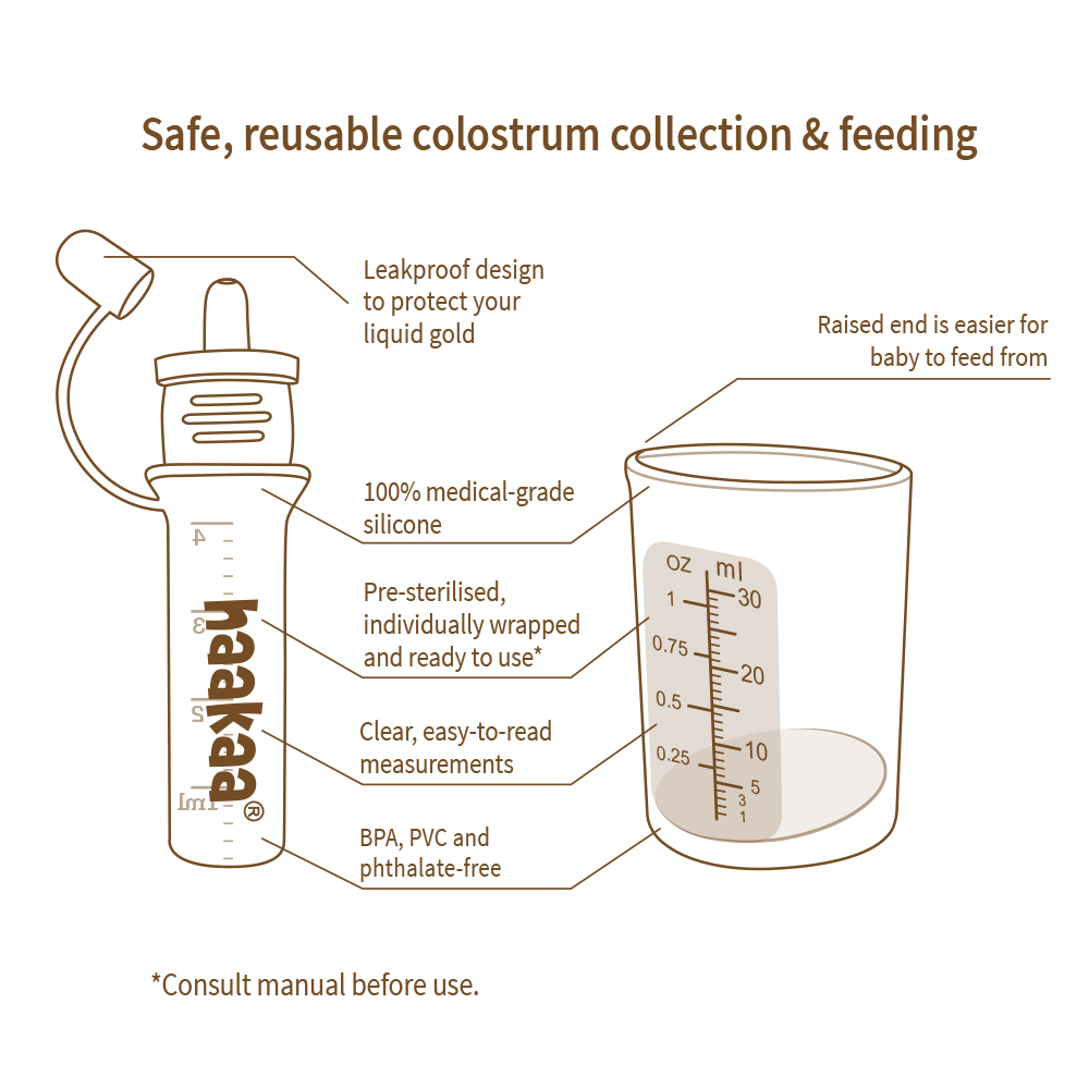 Haakaa Pre-Sterilized Silicone Colostrum Collector Set (2pcs/6pcs ...