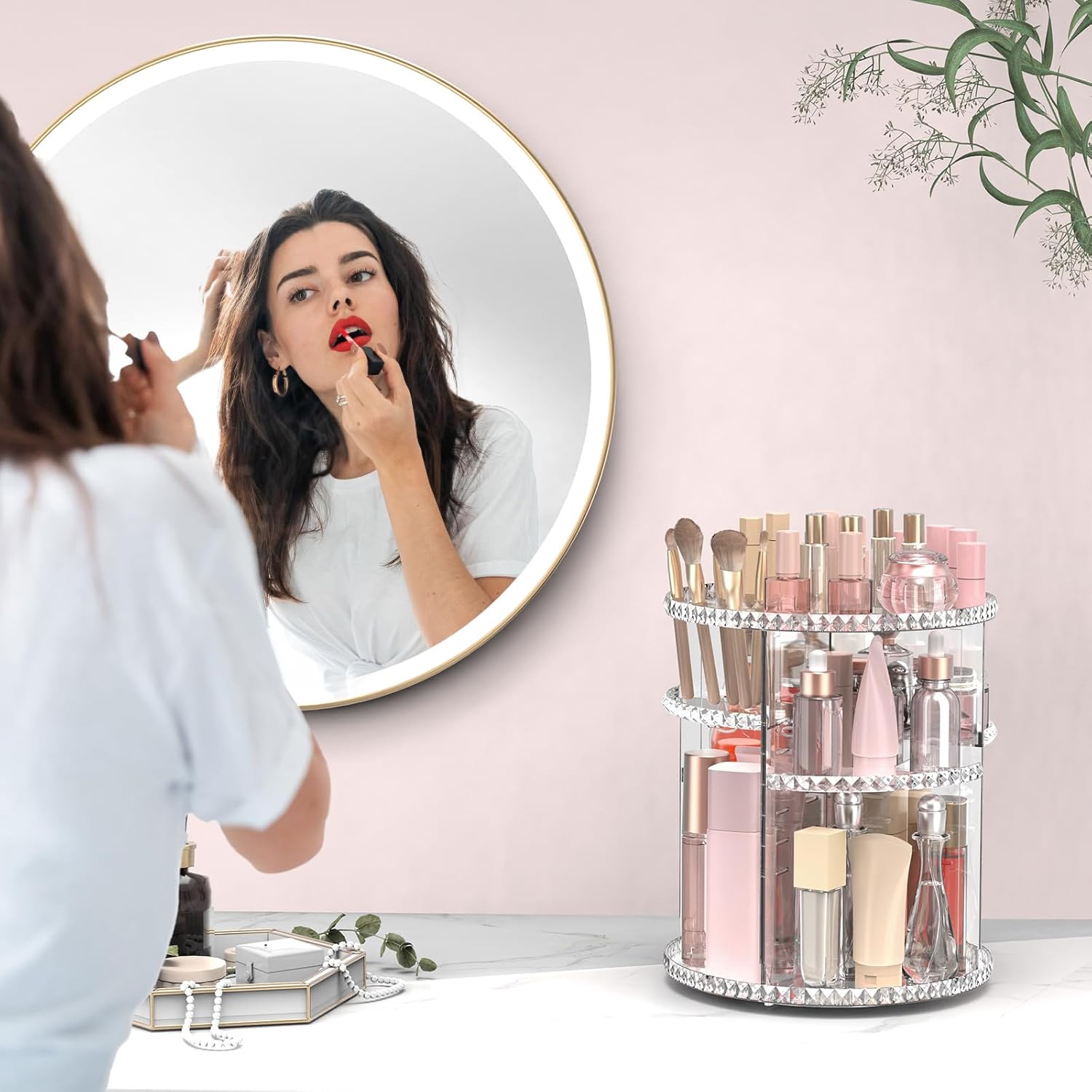 【SG】360 Rotating Cosmetic Organizer Rack Makeup Acrylic Storage Box ...