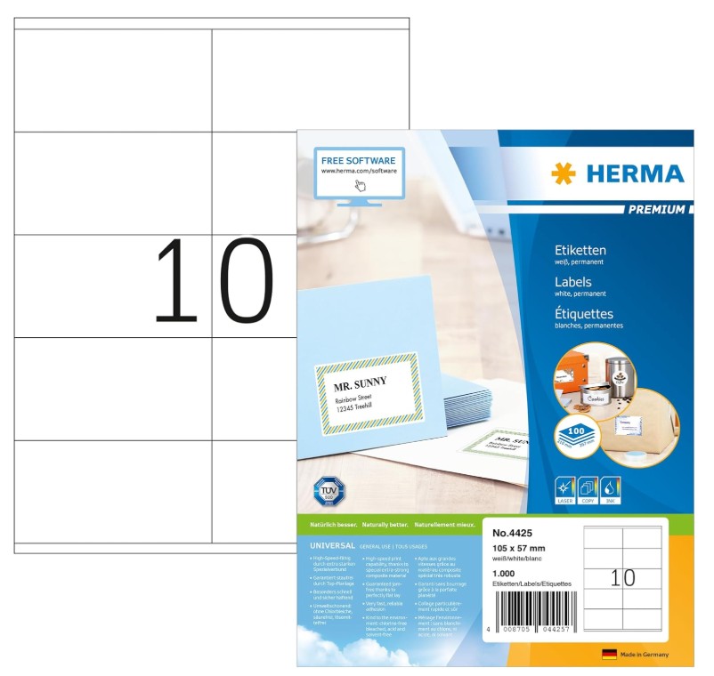 The Office Shoppe - HERMA Premium Address Sticker Label A4 105 x 57mm ...