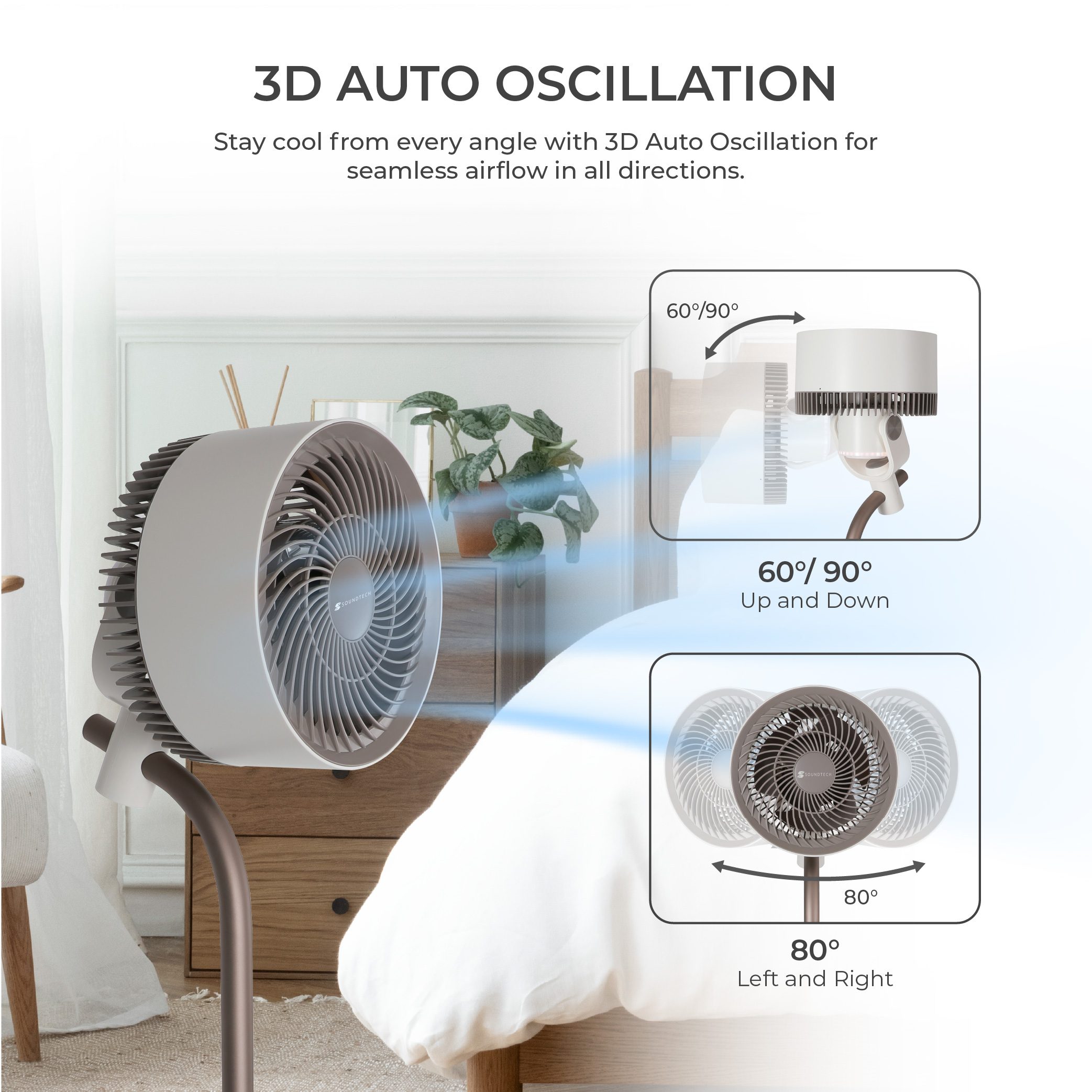 SOUNDTECH 7 Inch BLDC Stand Fan with Remote Control Air Ionizer ...