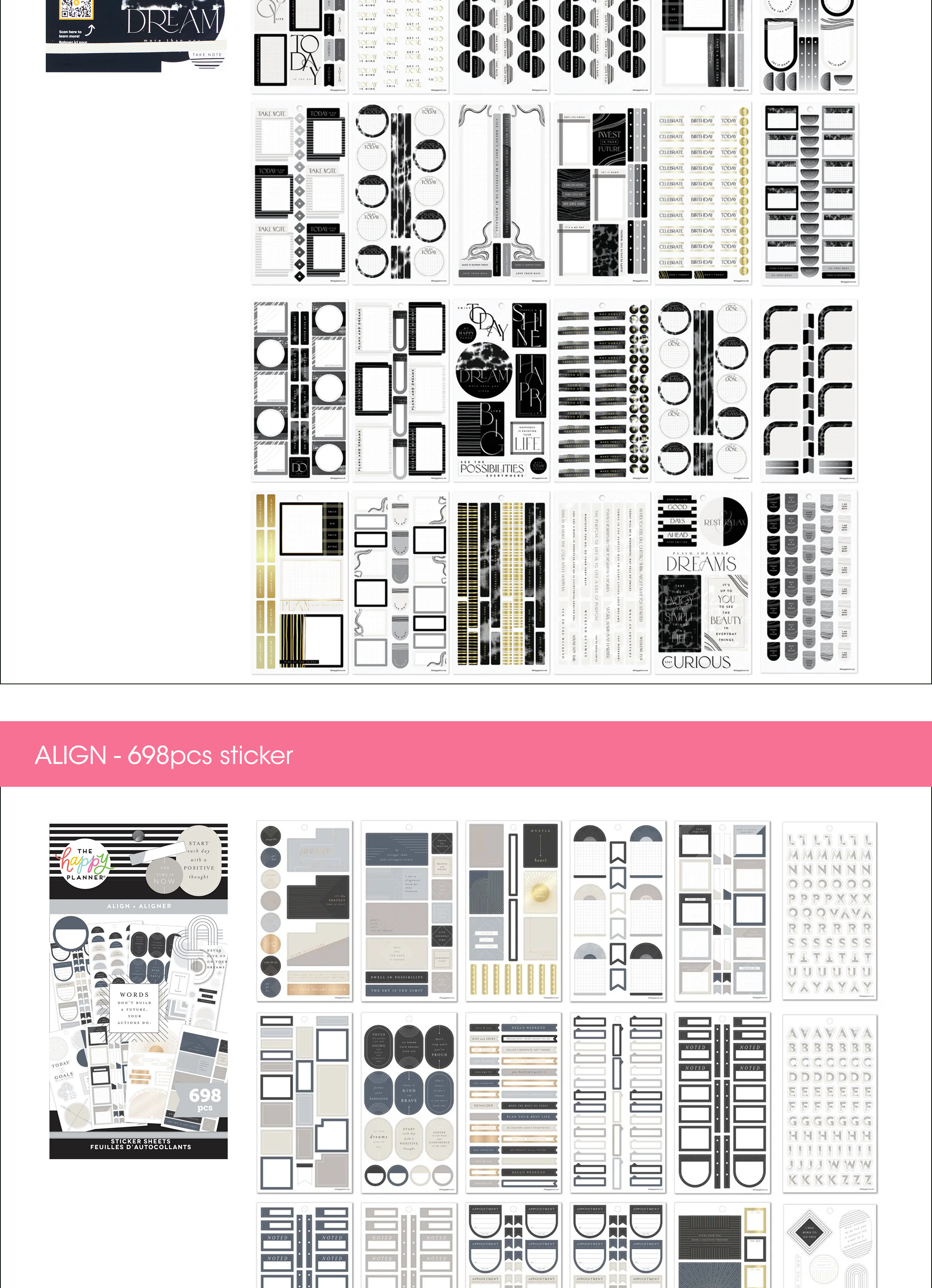 Happy Planner Sticker - Minimalist, Black White, Gold Black | Shopee