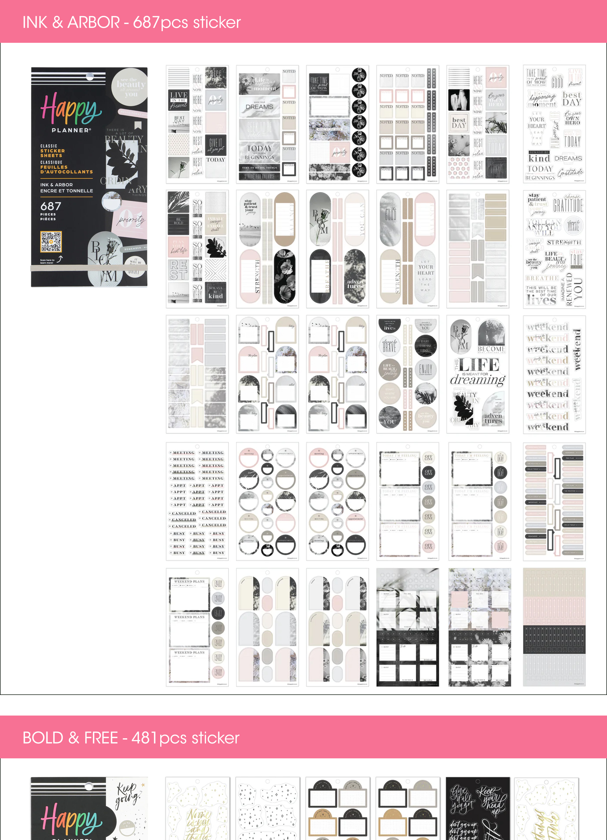 Happy Planner Sticker - Minimalist, Black White, Gold Black | Shopee