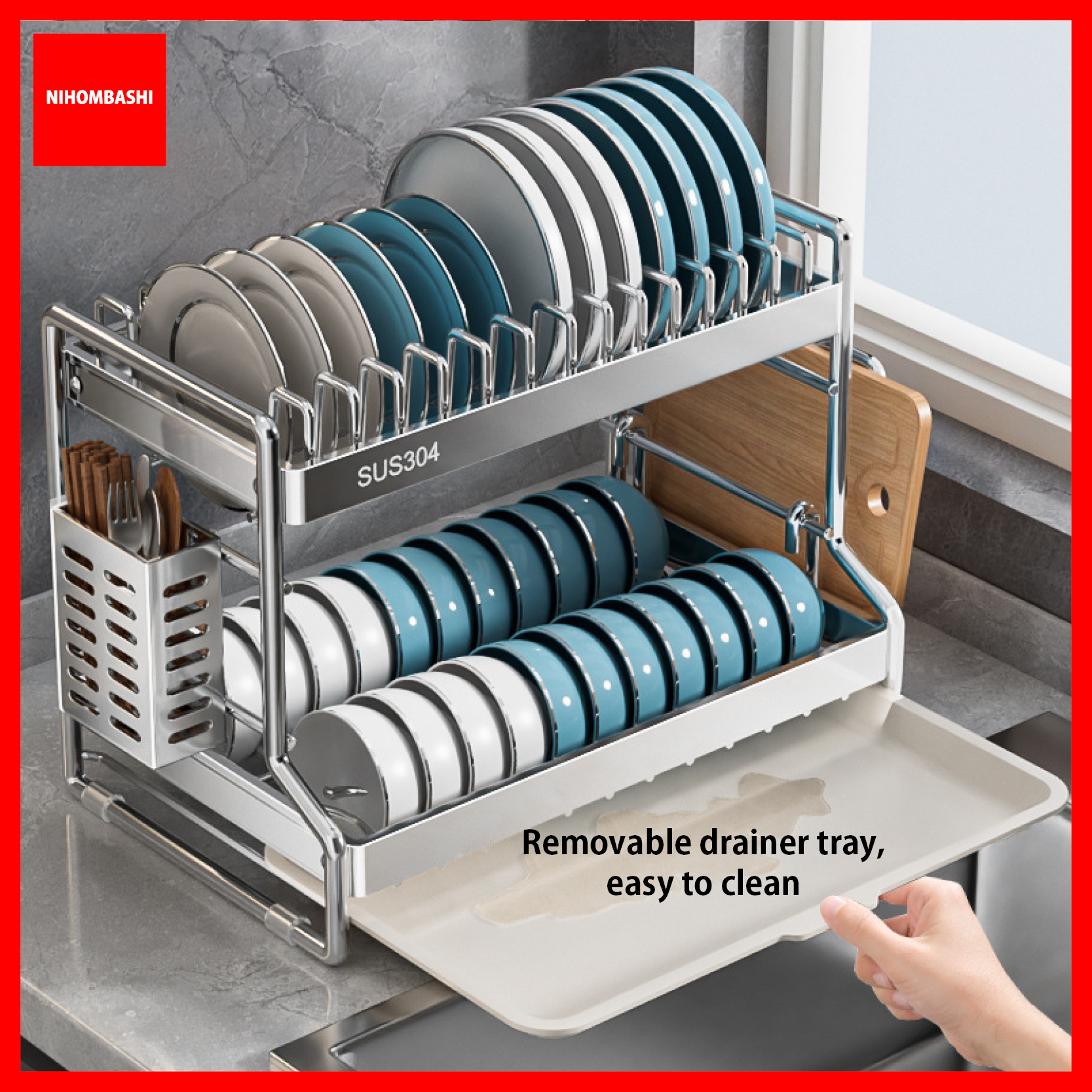 Dishrack 304 Stainless Steel Dish Rack Kitchen Storage Drain Rack Plate ...