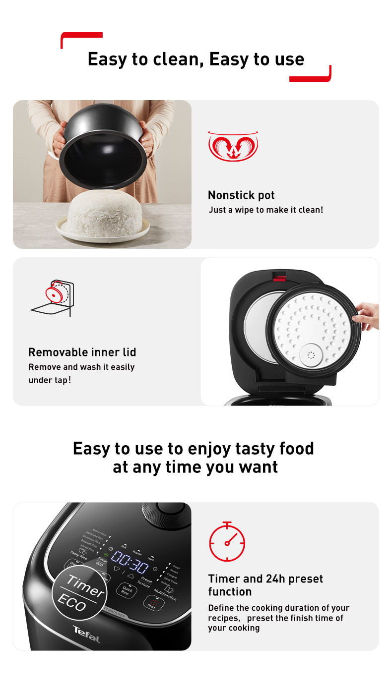 Tefal Delirice Max Fuzzy Logic 1.8L Rice Cooker RK7778 – 10 cups, 13 ...