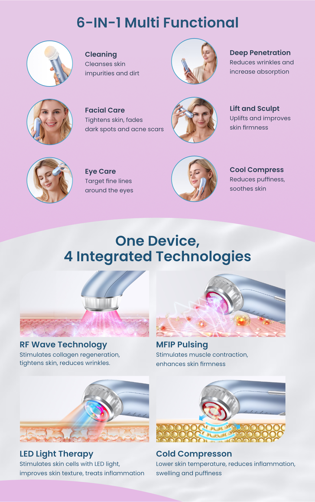 Feel Fresh Radiance+™ Facial Booster - Red Light Therapy, Sculpt, Cold ...