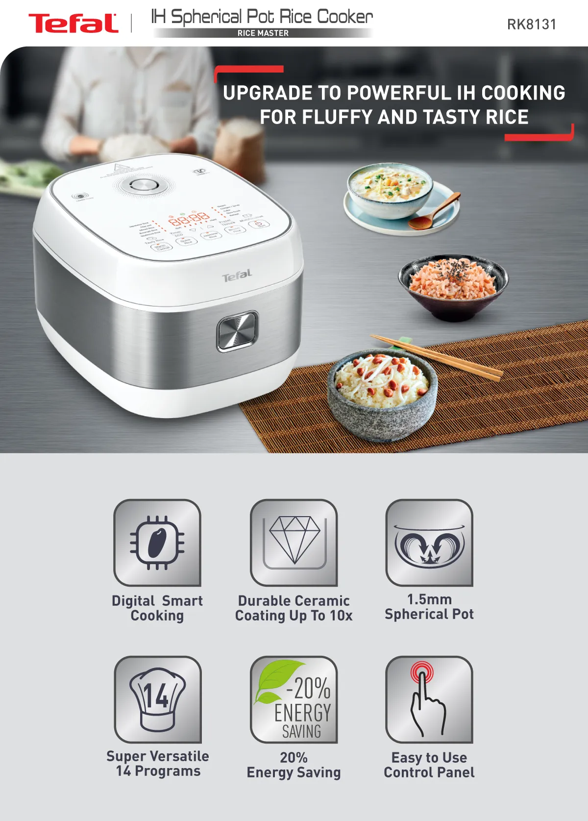 Tefal RK8131 Rice Master Induction Fuzzy Logic Rice Cooker – 14 ...