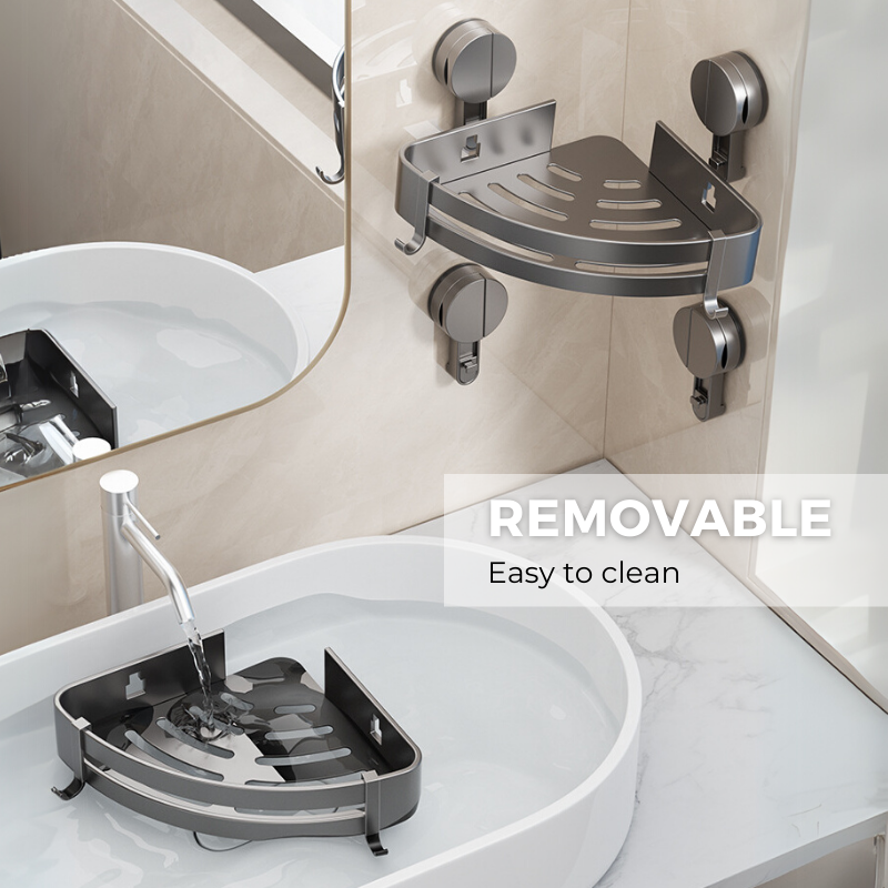 Punch Free Suction Cup Bathroom Shelf Shampoo No Drilling Wall Mounted ...