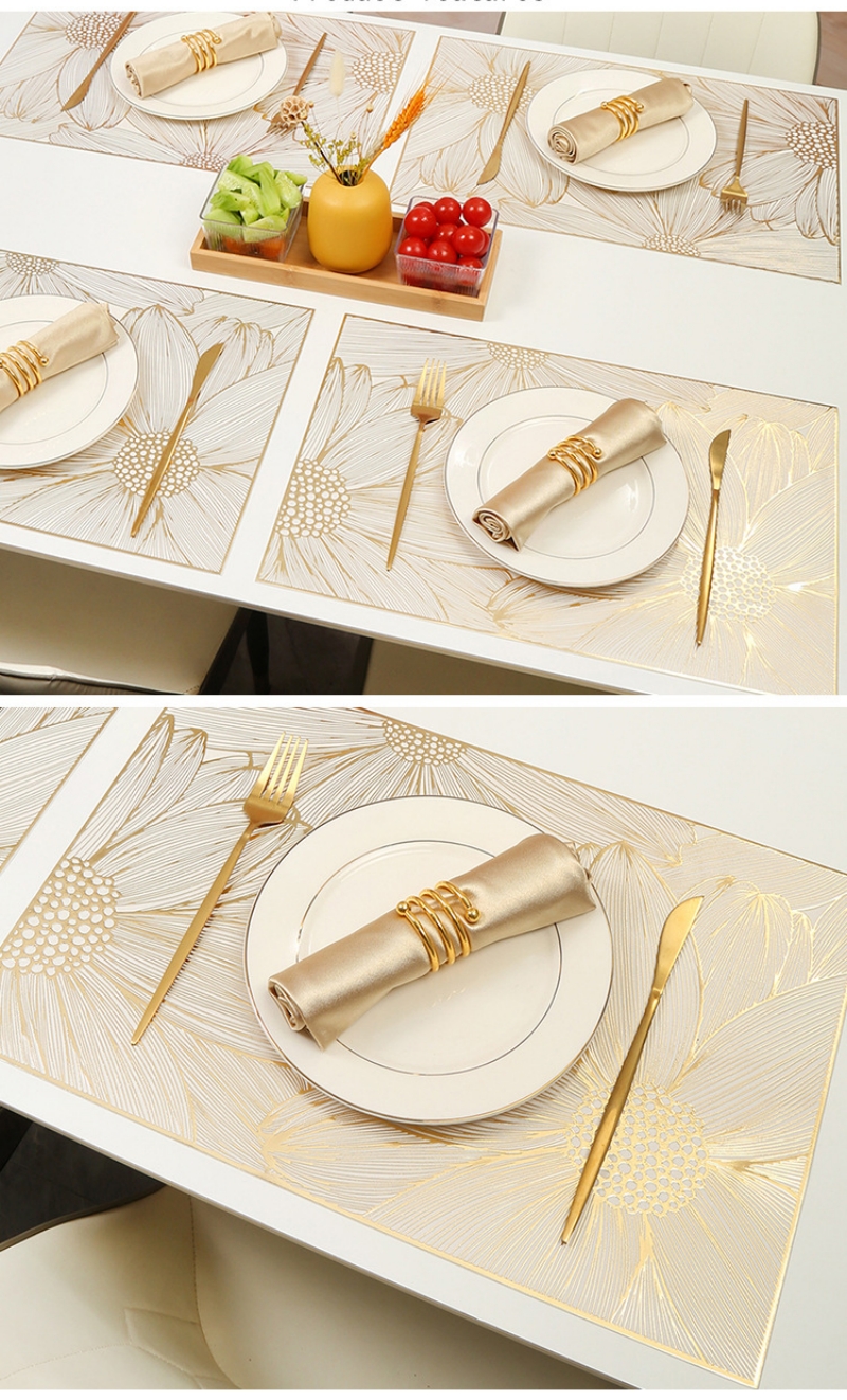 【SG】PVC Insulated Placemat Hot Stamping Pattern Dinning Tablemat ...