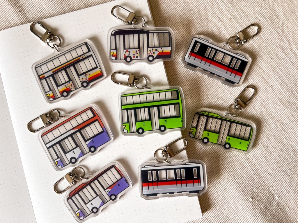 Double decker /Single decker / Fire truck / Bus keychain /Train ...