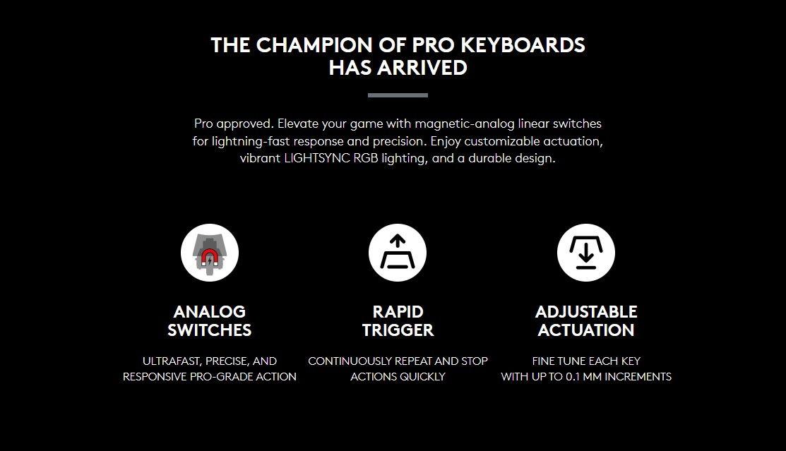 Logitech PRO X TKL RAPID Tenkeyless Wired Gaming Keyboard with Analog ...