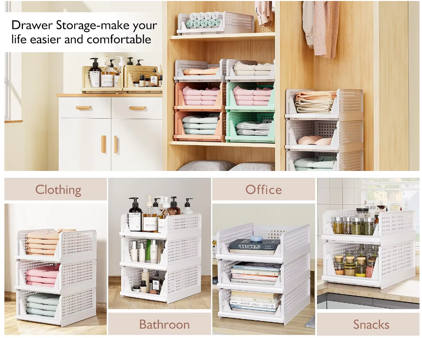 【SG Stock】Modular Retractable Multi Storey Stackable Drawer Storage Box ...